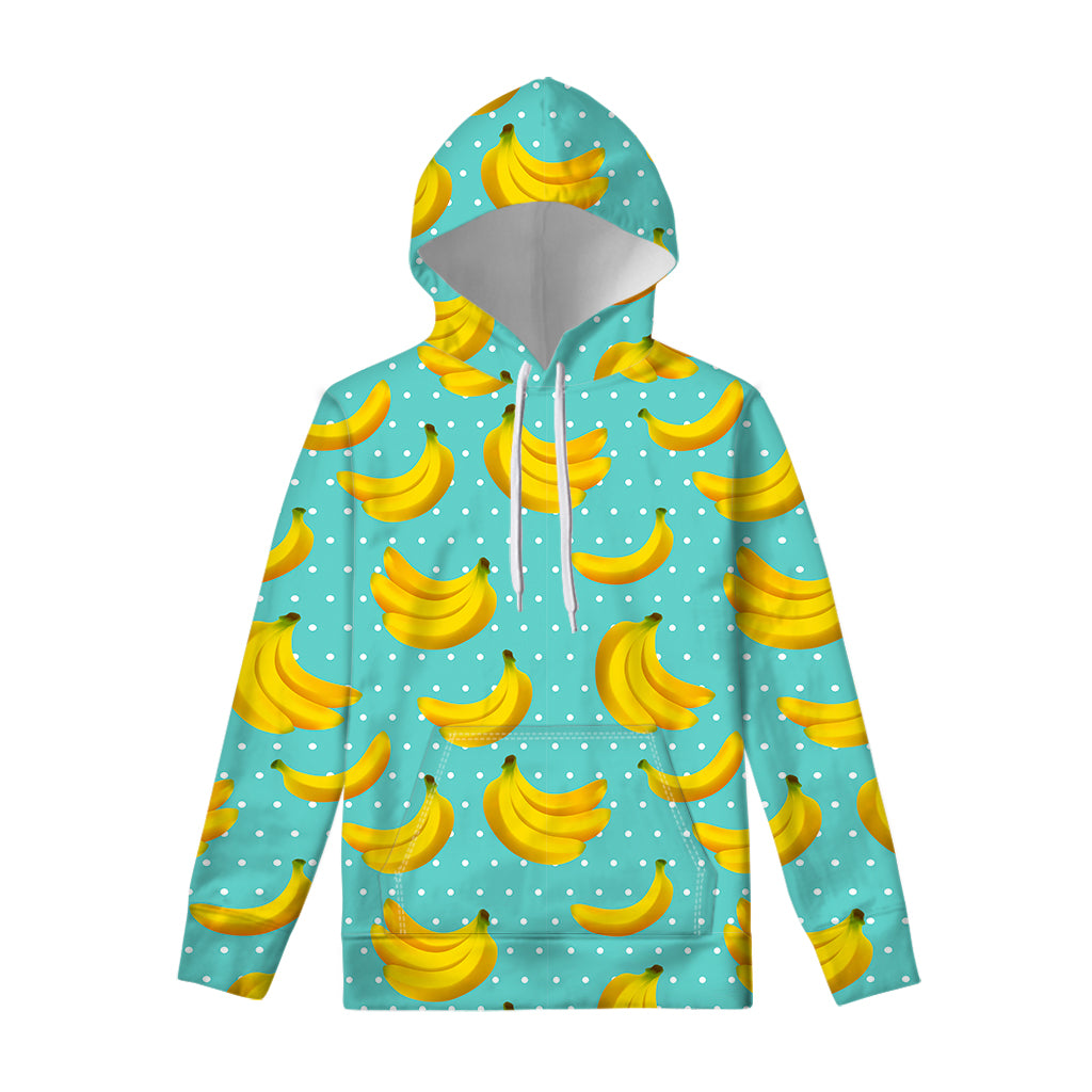 Polka Dot Banana Pattern Print Pullover Hoodie