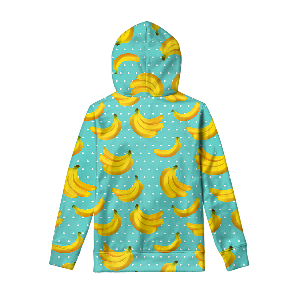 Polka Dot Banana Pattern Print Pullover Hoodie