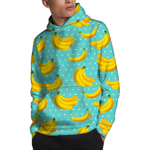 Polka Dot Banana Pattern Print Pullover Hoodie