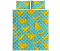 Polka Dot Banana Pattern Print Quilt Bed Set
