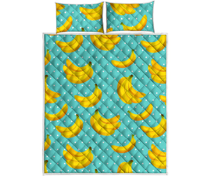 Polka Dot Banana Pattern Print Quilt Bed Set