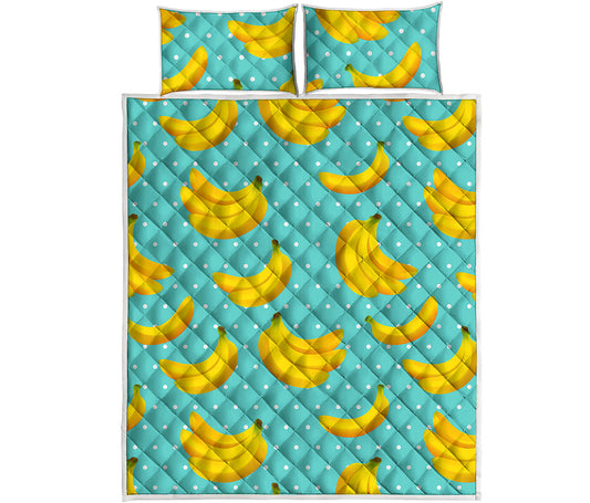 Polka Dot Banana Pattern Print Quilt Bed Set