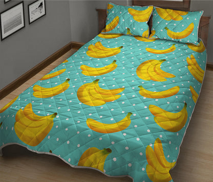 Polka Dot Banana Pattern Print Quilt Bed Set