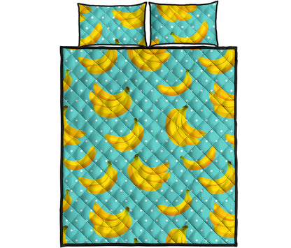 Polka Dot Banana Pattern Print Quilt Bed Set