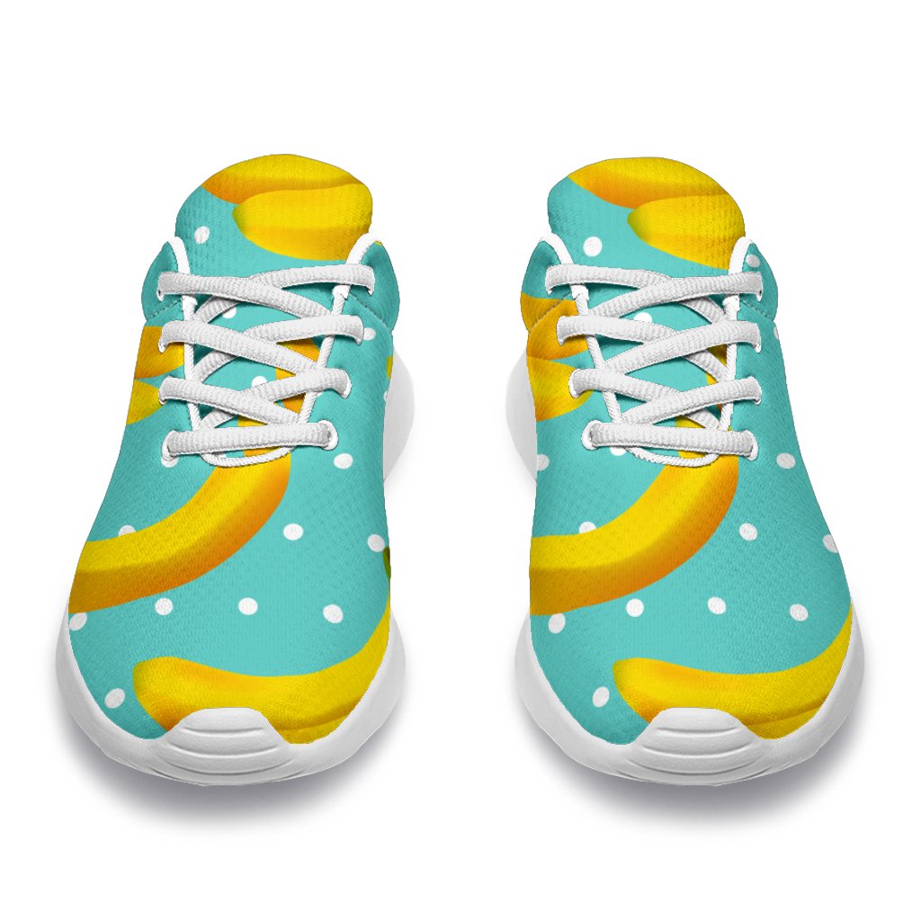 Polka Dot Banana Pattern Print Sport Shoes GearFrost