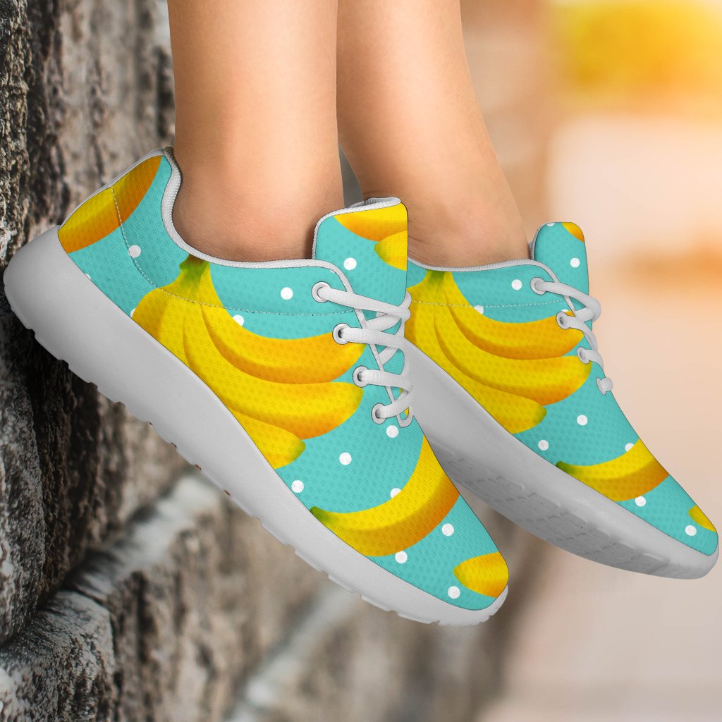 Polka Dot Banana Pattern Print Sport Shoes GearFrost