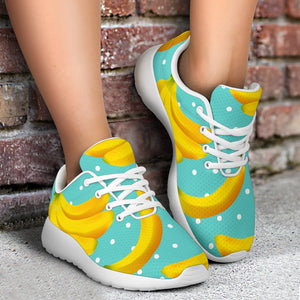 Polka Dot Banana Pattern Print Sport Shoes GearFrost