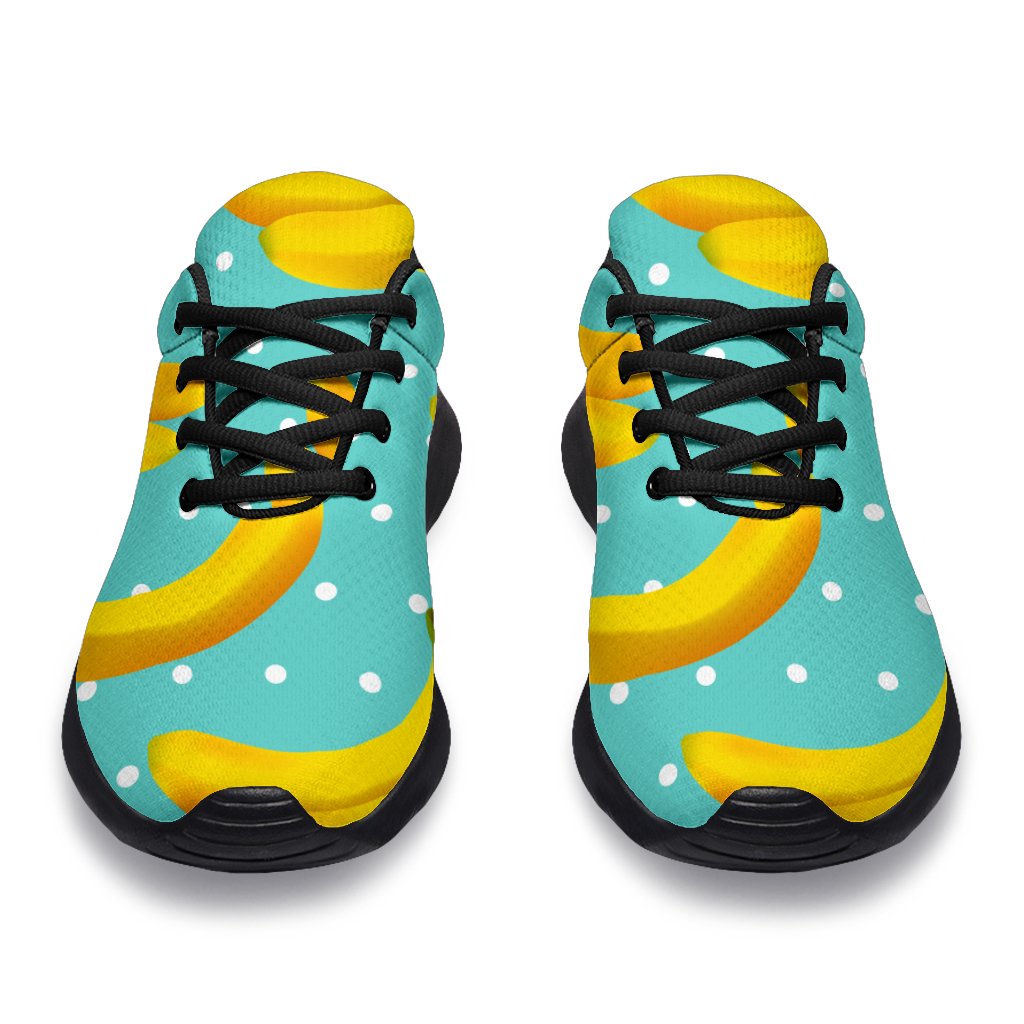 Polka Dot Banana Pattern Print Sport Shoes GearFrost