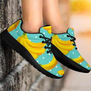 Polka Dot Banana Pattern Print Sport Shoes GearFrost