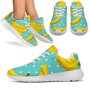 Polka Dot Banana Pattern Print Sport Shoes GearFrost