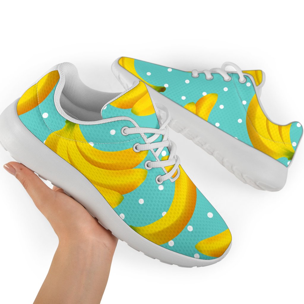 Polka Dot Banana Pattern Print Sport Shoes GearFrost