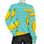 Polka Dot Banana Pattern Print Women's Crewneck Sweatshirt GearFrost