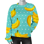 Polka Dot Banana Pattern Print Women's Crewneck Sweatshirt GearFrost