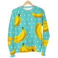 Polka Dot Banana Pattern Print Women's Crewneck Sweatshirt
