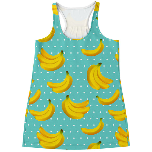 Polka Dot Banana Pattern Print Women's Racerback Tank Top