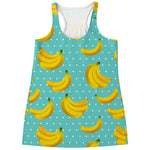 Polka Dot Banana Pattern Print Women's Racerback Tank Top