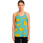 Polka Dot Banana Pattern Print Women's Racerback Tank Top