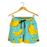 Polka Dot Banana Pattern Print Women's Shorts