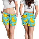 Polka Dot Banana Pattern Print Women's Shorts