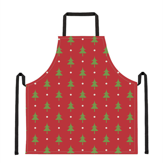 Polka Dot Christmas Tree Pattern Print Apron