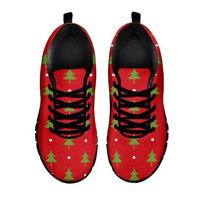 Polka Dot Christmas Tree Pattern Print Black Sneakers
