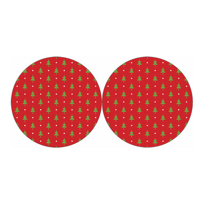 Polka Dot Christmas Tree Pattern Print Car Coasters