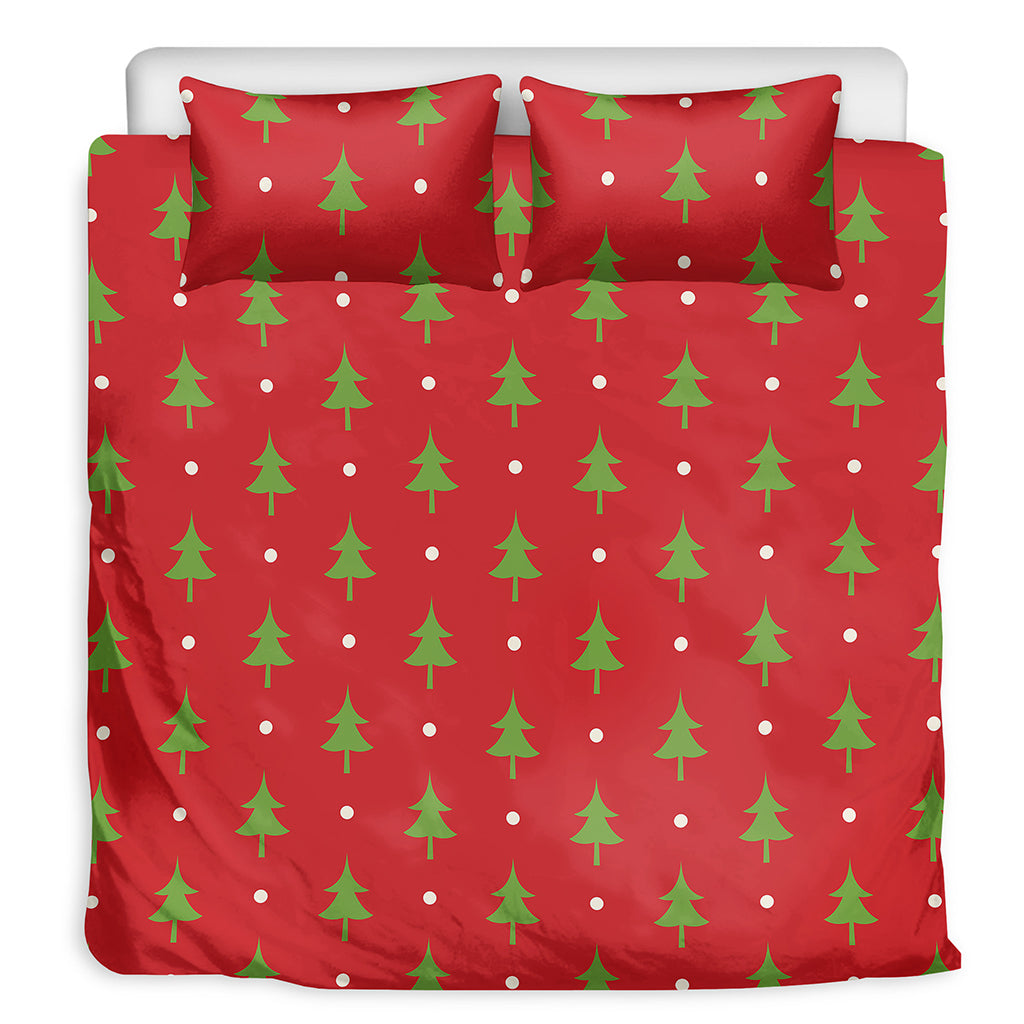 Polka Dot Christmas Tree Pattern Print Duvet Cover Bedding Set