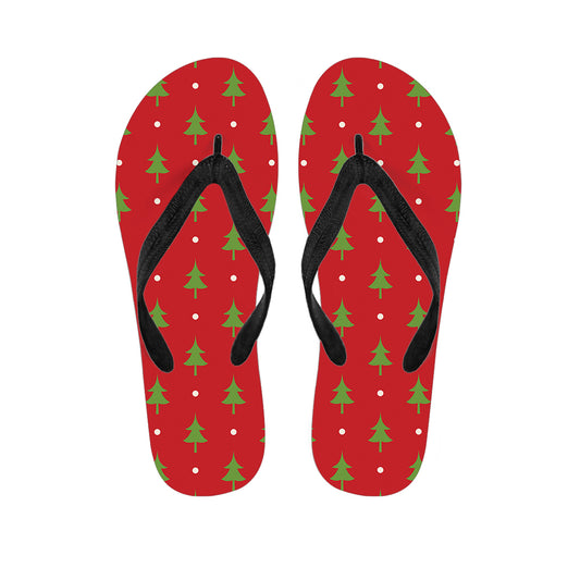 Polka Dot Christmas Tree Pattern Print Flip Flops