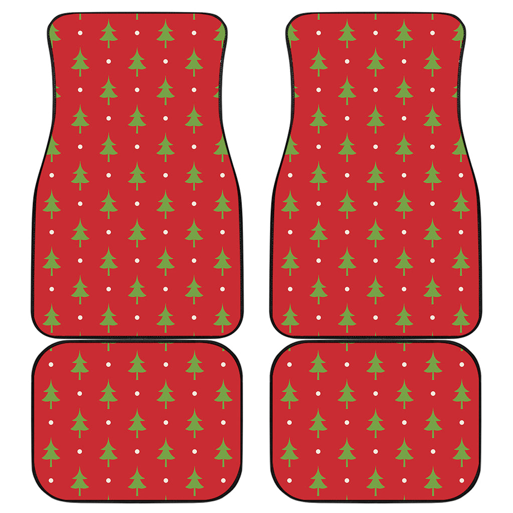 Polka Dot Christmas Tree Pattern Print Front and Back Car Floor Mats