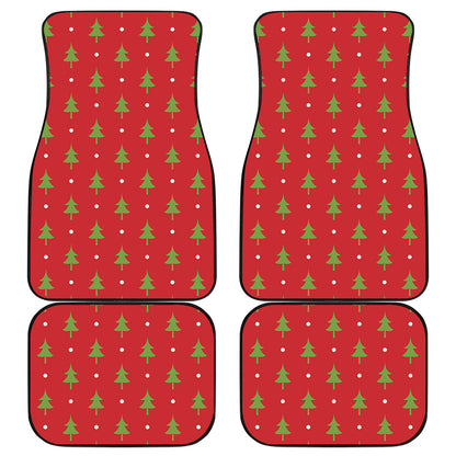 Polka Dot Christmas Tree Pattern Print Front and Back Car Floor Mats
