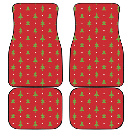 Polka Dot Christmas Tree Pattern Print Front and Back Car Floor Mats