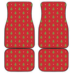 Polka Dot Christmas Tree Pattern Print Front and Back Car Floor Mats