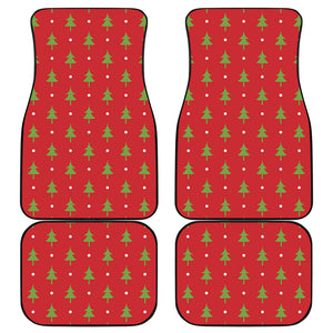 Polka Dot Christmas Tree Pattern Print Front and Back Car Floor Mats