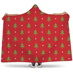 Polka Dot Christmas Tree Pattern Print Hooded Blanket