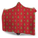 Polka Dot Christmas Tree Pattern Print Hooded Blanket