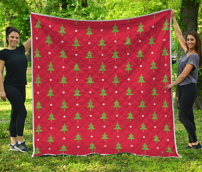 Polka Dot Christmas Tree Pattern Print Quilt