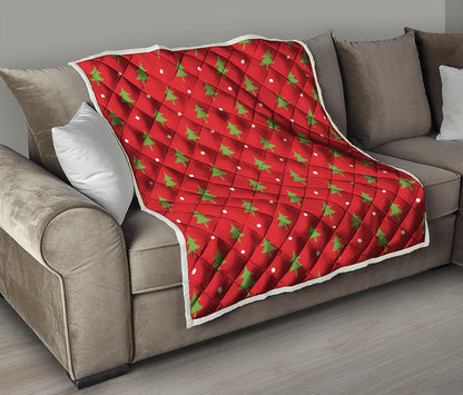 Polka Dot Christmas Tree Pattern Print Quilt