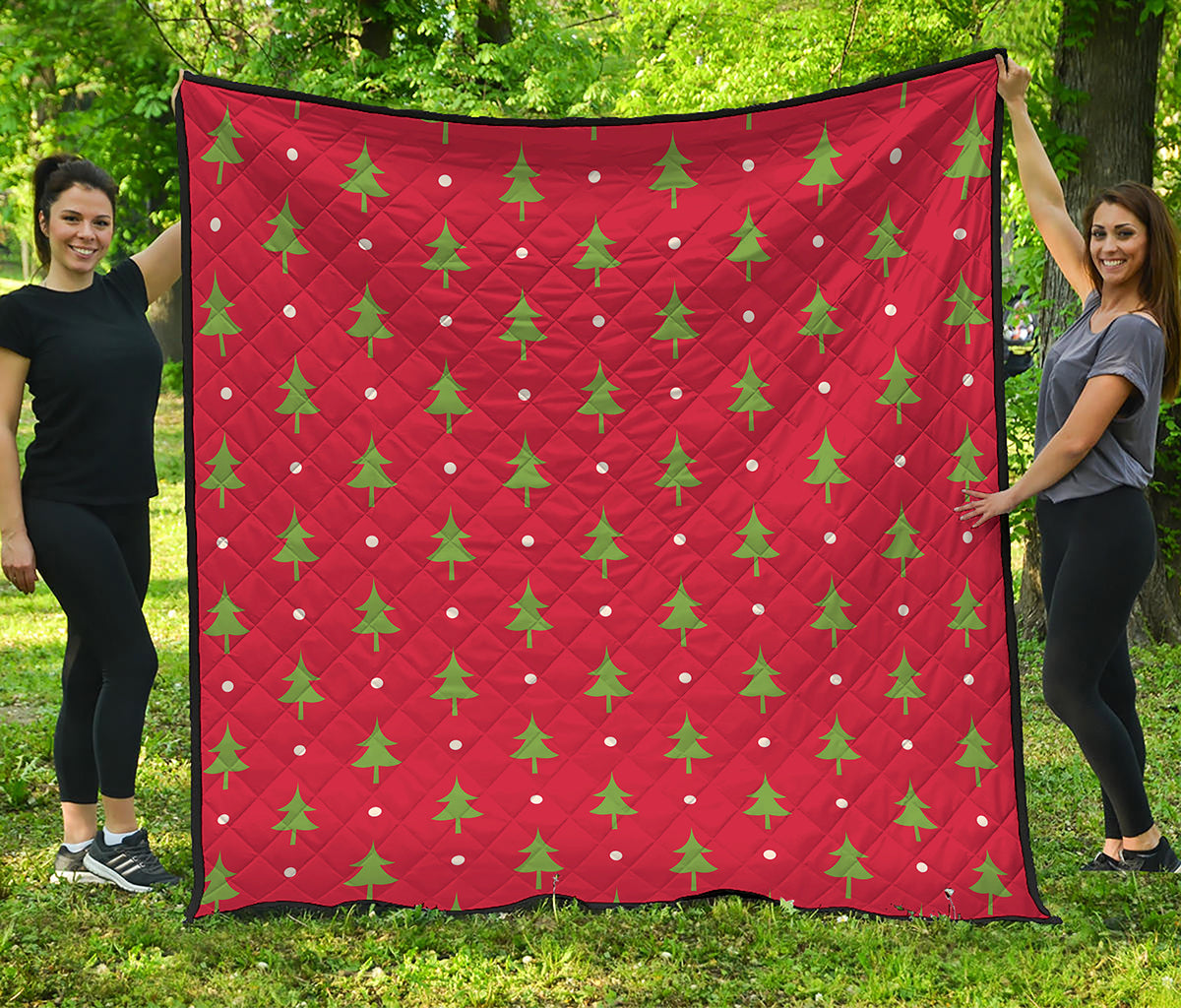 Polka Dot Christmas Tree Pattern Print Quilt