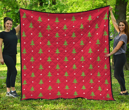 Polka Dot Christmas Tree Pattern Print Quilt