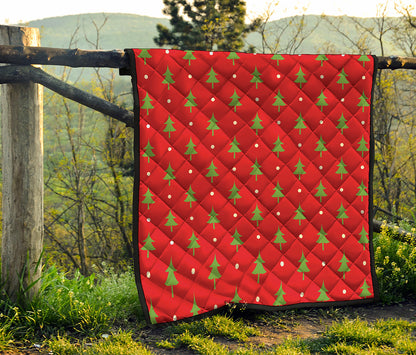 Polka Dot Christmas Tree Pattern Print Quilt