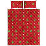 Polka Dot Christmas Tree Pattern Print Quilt Bed Set