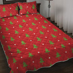 Polka Dot Christmas Tree Pattern Print Quilt Bed Set