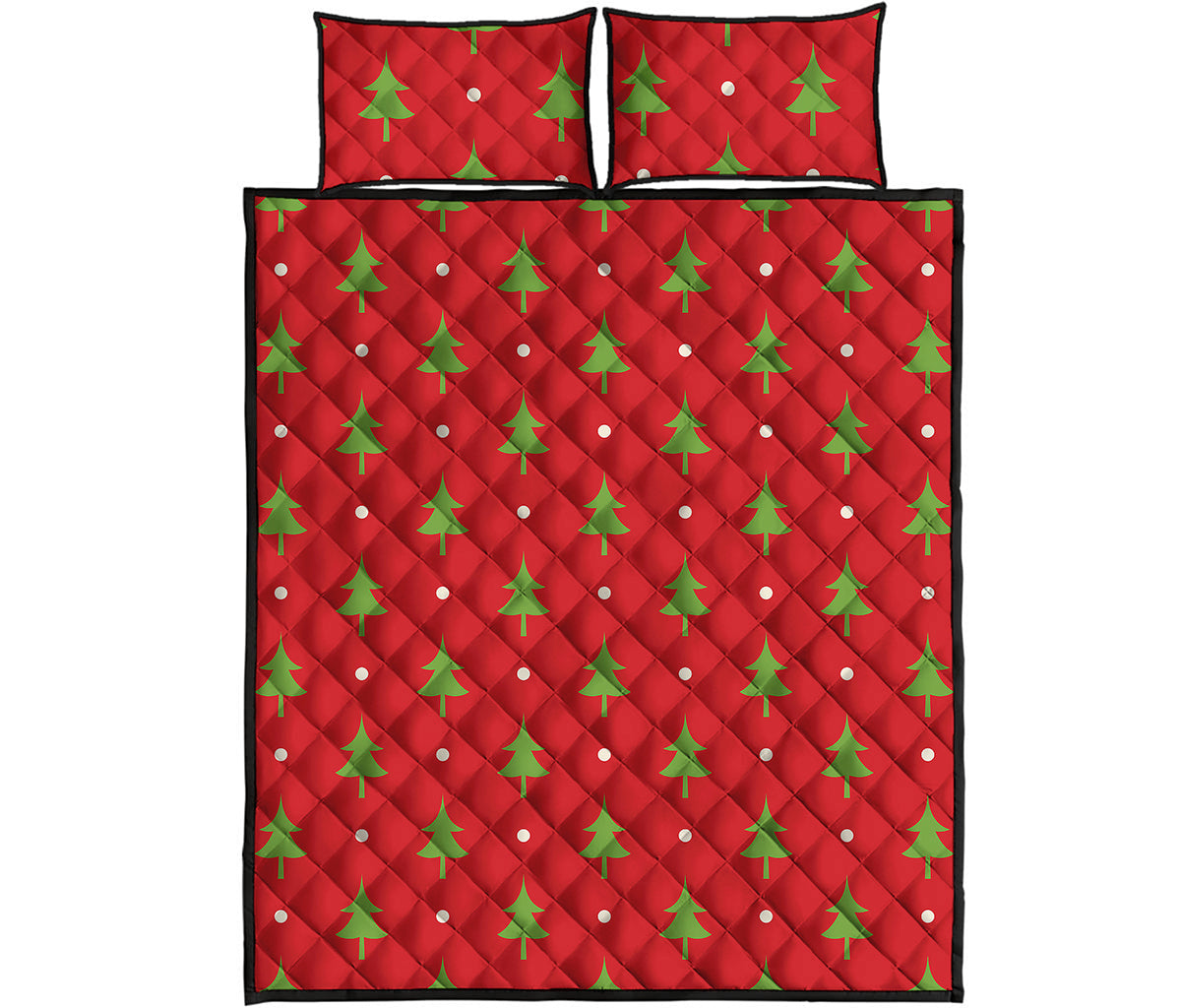 Polka Dot Christmas Tree Pattern Print Quilt Bed Set