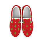 Polka Dot Christmas Tree Pattern Print White Slip On Shoes