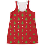 Polka Dot Christmas Tree Pattern Print Women's Racerback Tank Top