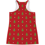 Polka Dot Christmas Tree Pattern Print Women's Racerback Tank Top