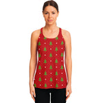 Polka Dot Christmas Tree Pattern Print Women's Racerback Tank Top