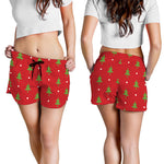Polka Dot Christmas Tree Pattern Print Women's Shorts
