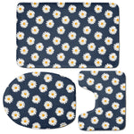Polka Dot Daisy Floral Pattern Print 3 Piece Bath Mat Set