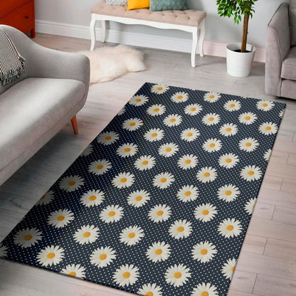 Polka Dot Daisy Floral Pattern Print Area Rug